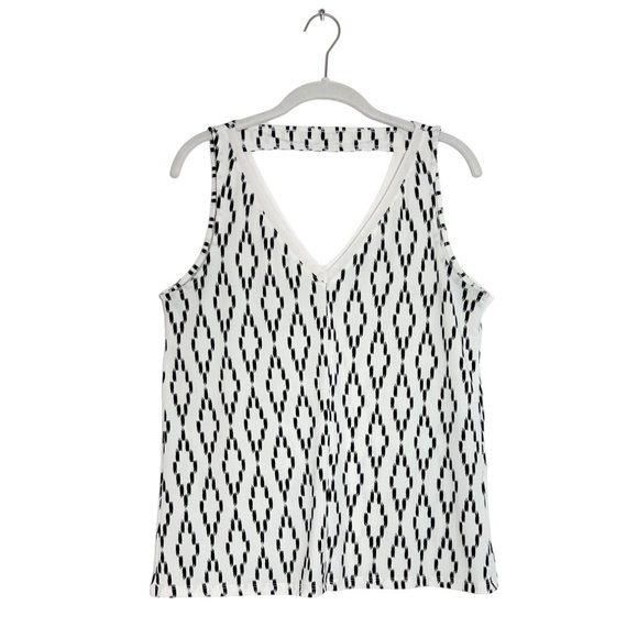 Banana Republic Factory Sleeveless Cutout Blouse in White/Black - Sz XS - Picture 1 of 5